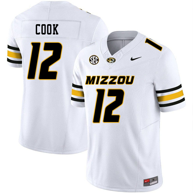 Men #12 Brady Cook Missouri Tigers College Football Jerseys Stitched-White